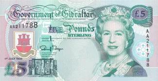 Gibraltar 5 Pounds - Elizabeth II, 1995 obverse