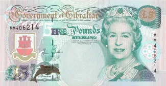 Gibraltar 5 Pounds - Elizabeth II, 2000 obverse