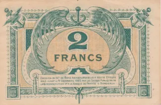 Gironde, Department of 2 Francs, 1917-1920 reverse