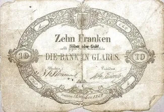 Glarus 10 Francs, 1852