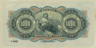 Greece 1.000 Drachmai, 1917-1918 reverse