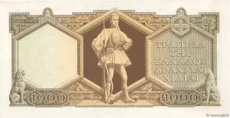 Greece 1.000 Drachmai, 1947 reverse