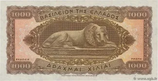 Greece 1.000 Drachmai, 1950-1953 reverse