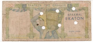 Greece 100 Drachmai, 1941 reverse