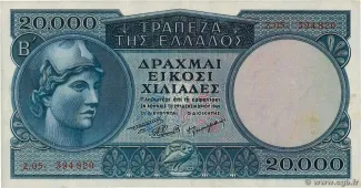 Greece 20.000 Drachmai, 1949 image