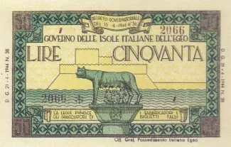 Aegean Islands 50 Lire, 1944 image