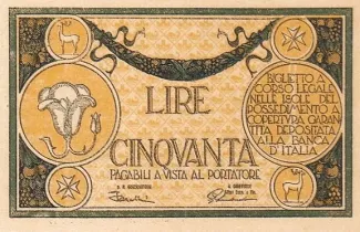 Aegean Islands 50 Lire, 1944 reverse