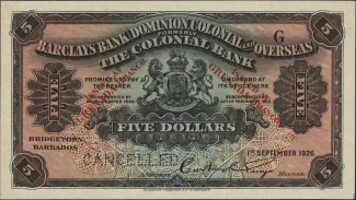 Grenada 5 Dollars, 1926 image