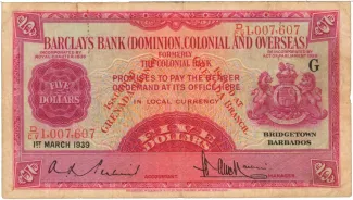Grenada 5 Dollars, 1940 image