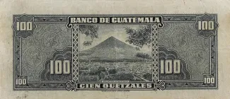 Guatemala 100 Quetzales, 1955-1959 reverse