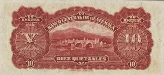 Guatemala 10 Quetzales, 1934-1945 reverse