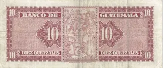 Guatemala 10 Quetzales, 1956-1959 reverse