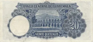 Guatemala 20 Quetzales, 1927-1945 reverse
