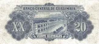 Guatemala 20 Quetzales, 1936-1944 reverse