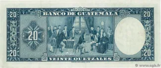 Guatemala 20 Quetzales, 1960-1971 reverse