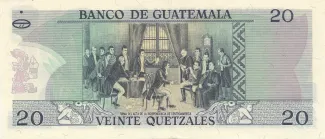 Guatemala 20 Quetzales, 1972-1988 reverse
