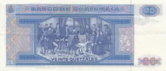 Guatemala 20 Quetzales, 1983-1987 reverse