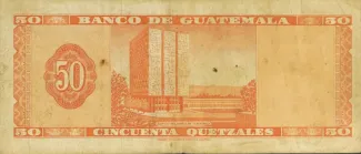 Guatemala 50 Quetzales, 1967-1973 reverse