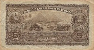Guatemala 5 Pesos, 1919-1923 reverse