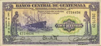 Guatemala 5 Quetzales, 1945 image
