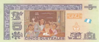 Guatemala 5 Quetzales, 2014-2023 reverse