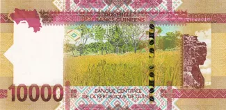 Guinea 10.000 Francs, 2018-2024 reverse