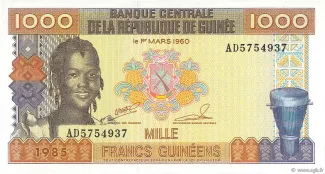 Guinea 1.000 Francs Guinéens, 1985 obverse