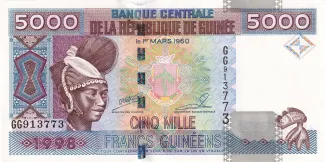 Guinea 5.000 Francs, 1998 obverse