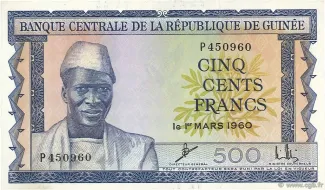 Guinea 500 Francs, 1960 obverse