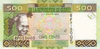 Guinea 500 Francs, 2015-2017 obverse