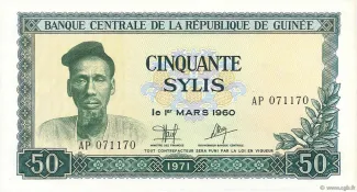 Guinea 50 Sylis, 1971 obverse