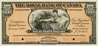 Guyana 100 Dollars, 1920 image