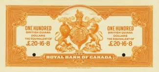 Guyana 100 Dollars, 1920 reverse
