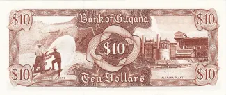 Guyana 10 Dollars, 1966-1992 reverse