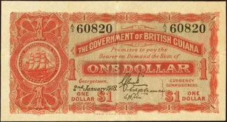 Guyana 1 Dollar, 1918 image