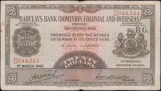Guyana 20 Dollars, 1940 image