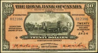 Guyana 20 Dollars, 1938 image