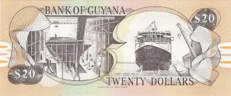 Guyana 20 Dollars, 1996-2018 reverse