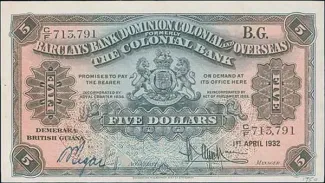 Guyana 5 Dollars, 1934 image