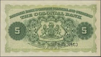 Guyana 5 Dollars, 1926-1934 reverse