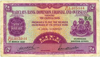 Guyana 5 Dollars, 1940 image