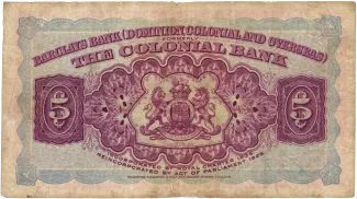 Guyana 5 Dollars, 1937-1940 reverse