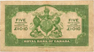 Guyana 5 Dollars, 1938 reverse