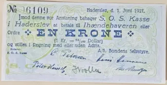 Haderslev, County of 1 Krone / 26⁄100 Dollar, 1927 reverse