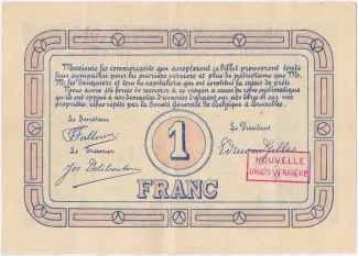 Hainaut (Lodelinsart) 1 Franc, 1915 reverse