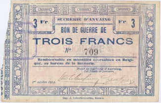 Hainaut (Lodelinsart) 3 Francs, 1914 image