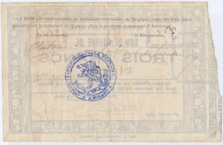 Hainaut (Lodelinsart) 3 Francs, 1914 reverse
