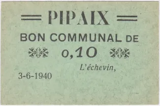 Hainaut (Pipaix) 10 Centimes, 1940