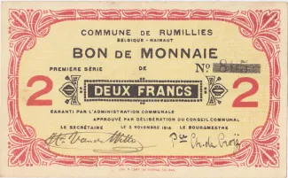 Hainaut (Rumillies) 2 Franc, 1914-1915