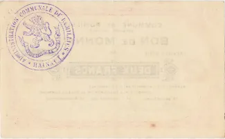 Hainaut (Rumillies) 2 Franc, 1914-1915 reverse